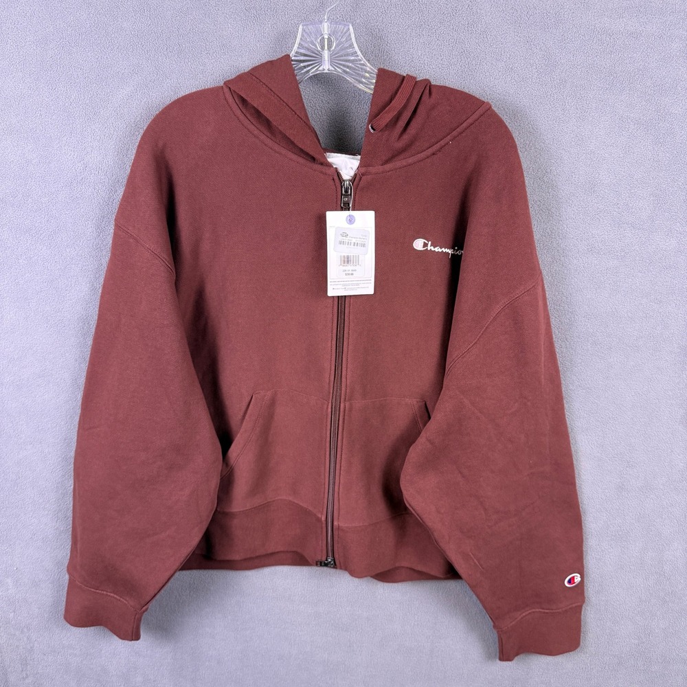 Champion Zip Up Hoodie Womens 3X Brown Loose Fit Athletic Sweatshirt